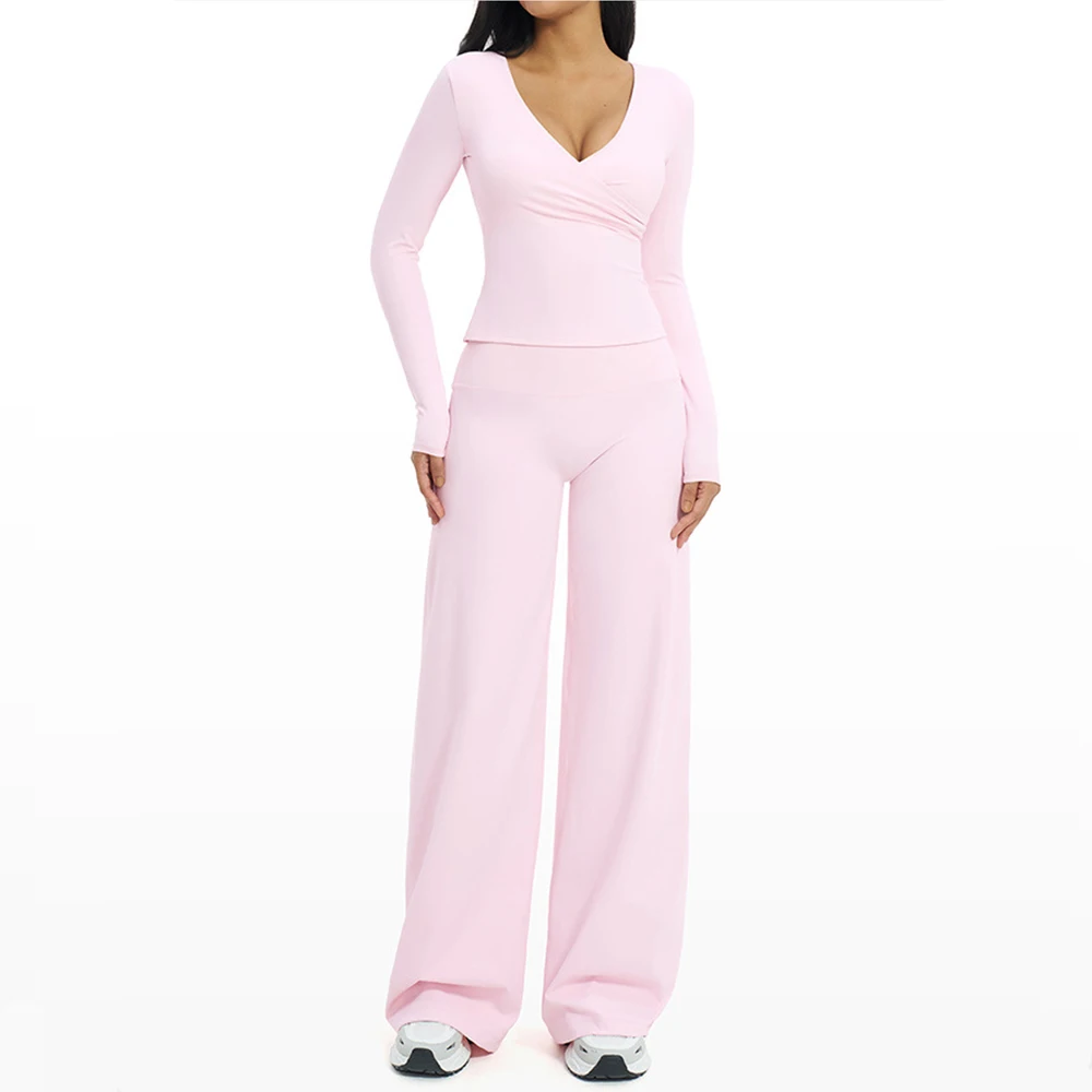 

Спортивные костюмы для спортзала, комплект для йоги, женский костюм для фитнеса, бюстгальтер для йоги с глубоким V-образным вырезом, спортивная одежда, женские расклешенные брюки с высокой талией для тренировок, спортивный костюм