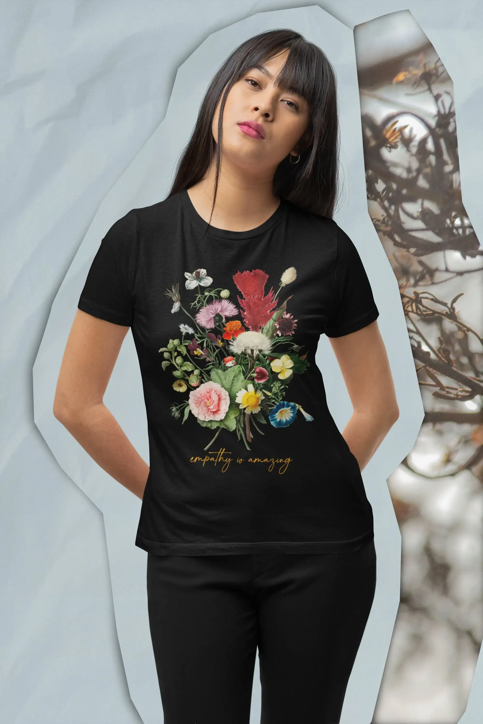 Empathy is Amazing Flowers T-shirt à fleurs Vintage Top Flower Cottagecore Wildflower