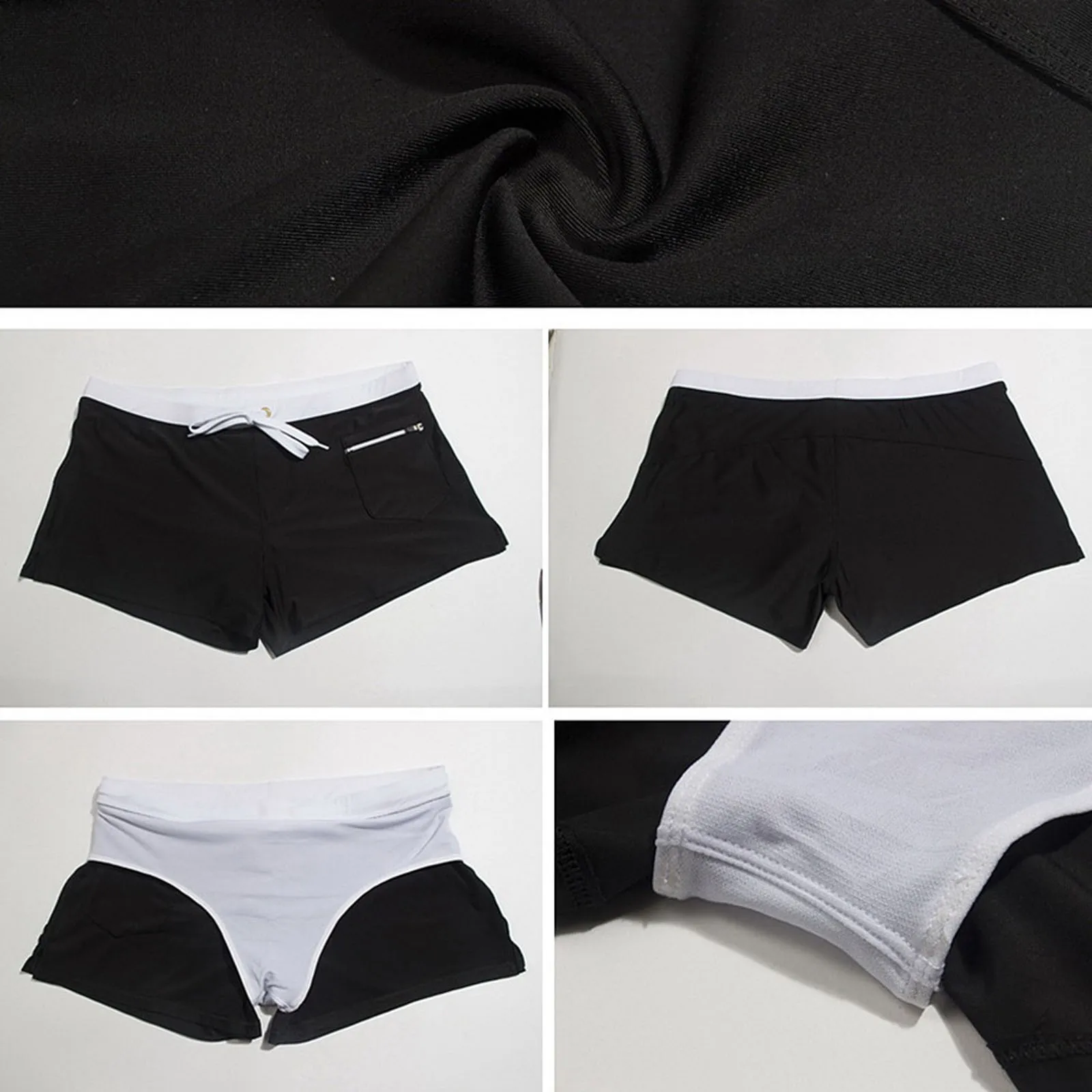 Herren-Badeshorts, Badehose, Kordelzug, Netzfutter, elastische Taille, atmungsaktiv, schnell trocknend, Boardshorts für Strand, Pool, Sommer, männlich – Detail 3