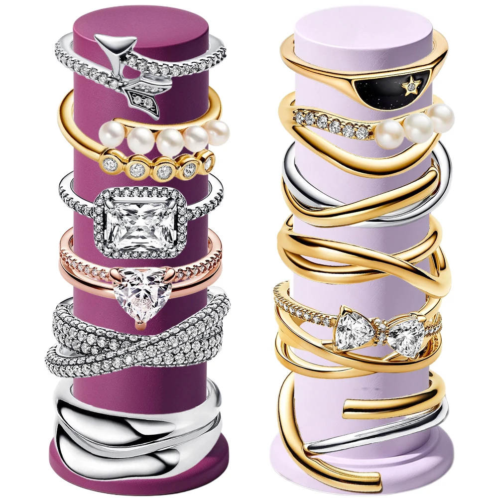 2026 New 925 Silver Sparkling Love Heart Cross Wrapping Women's Love Arrow Logo Ring Wedding Exquisite DIY Charm Jewelry Gift
