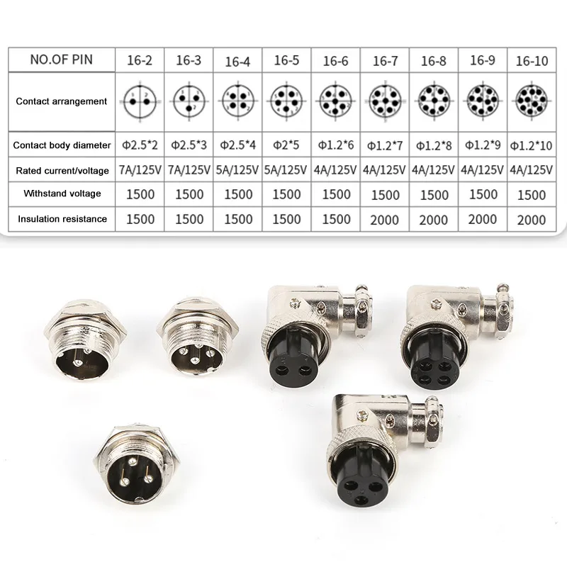 Elbow GX16 Aviation Plug DF16 2P/P/4P/5P/6P/7P/8P/9pin Male Female Socket 90 Degree M16D Signal Connector 300/500V Opening 16mm