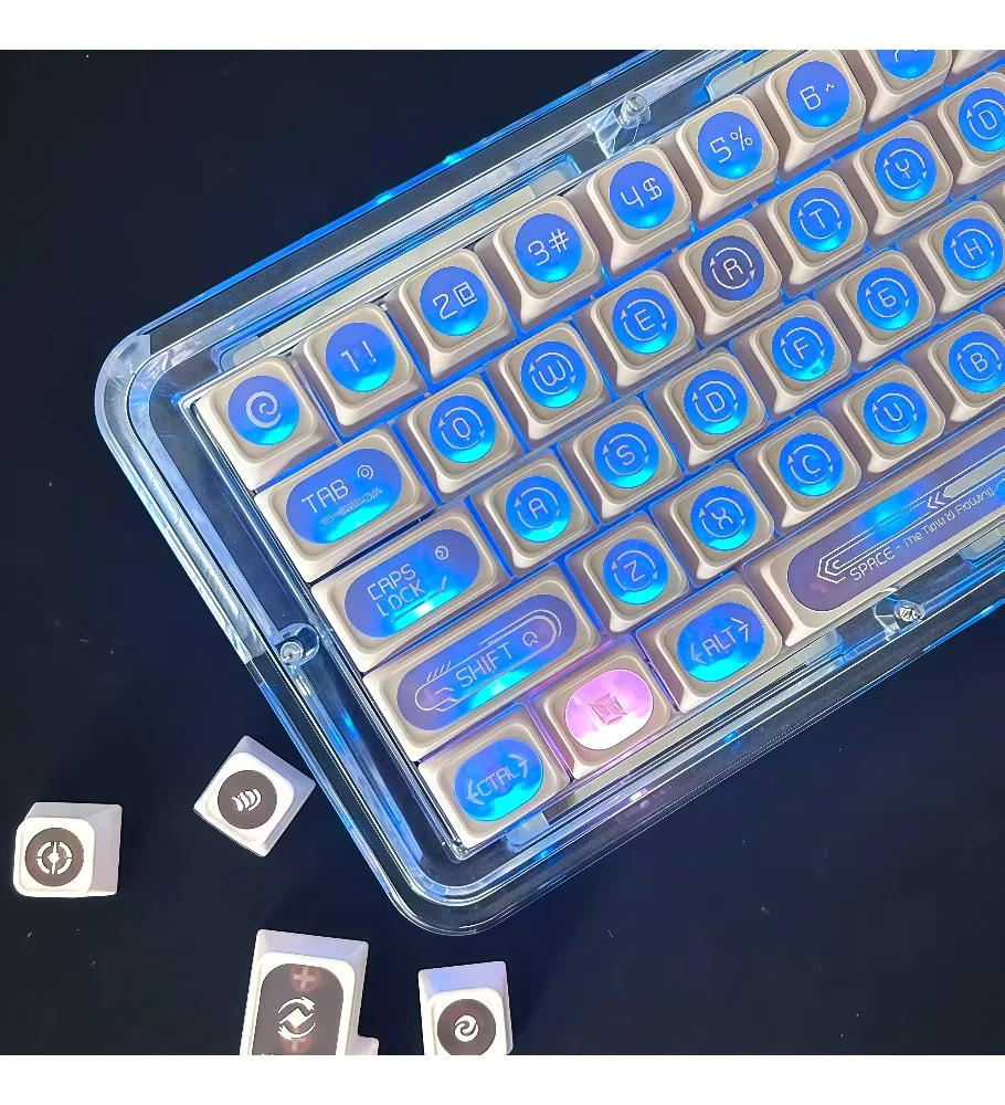 Pink Opal Max Personality Transparent Keycap Fit Wooting Bee Step from ace68 keys 87 keys 108