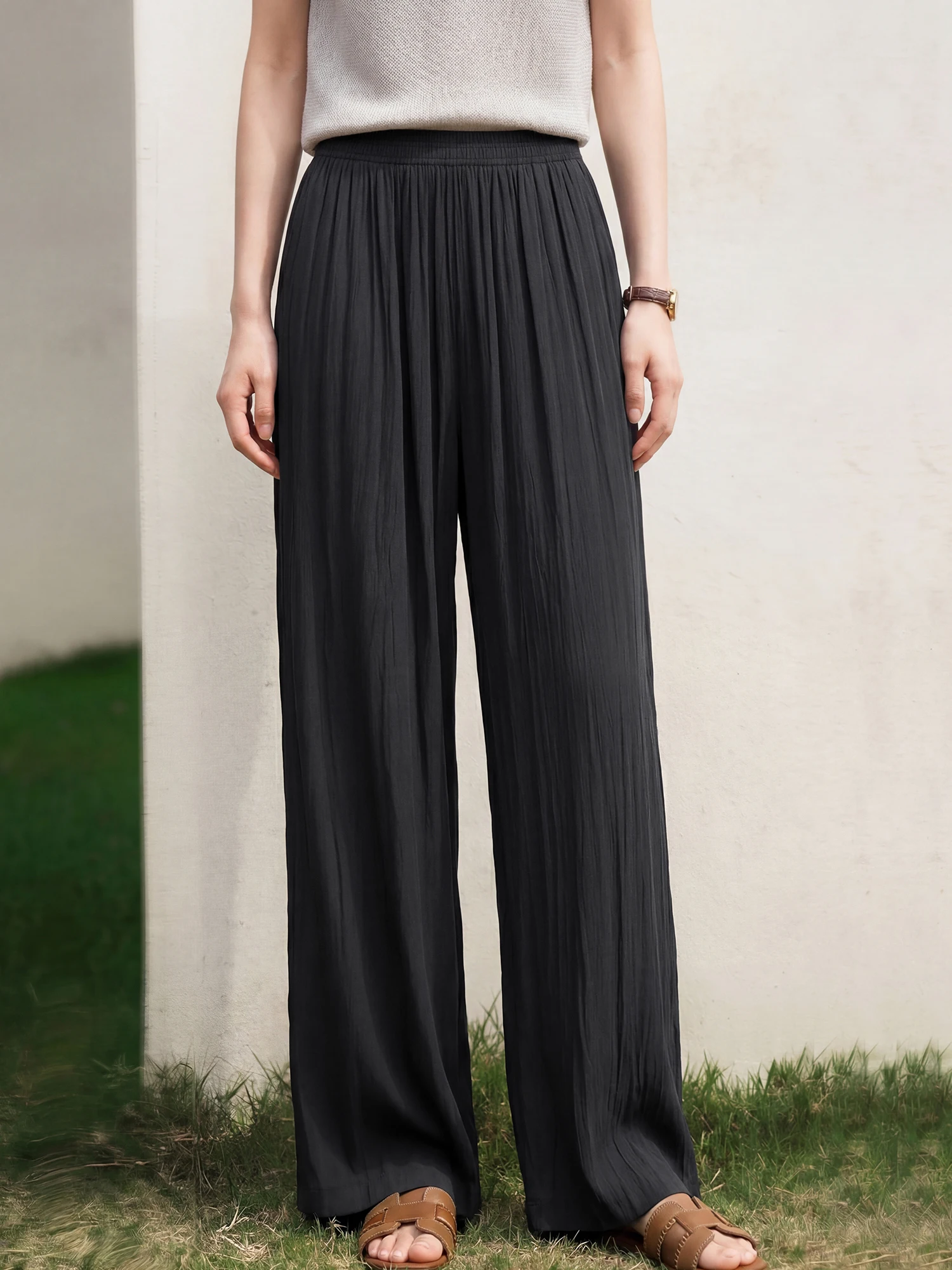 Functional Mosquito-Resistant Casual Pants Elastic Waist Smooth Draping Polyester Fiber Skin-Friendly Breathable Ladies' Stra...