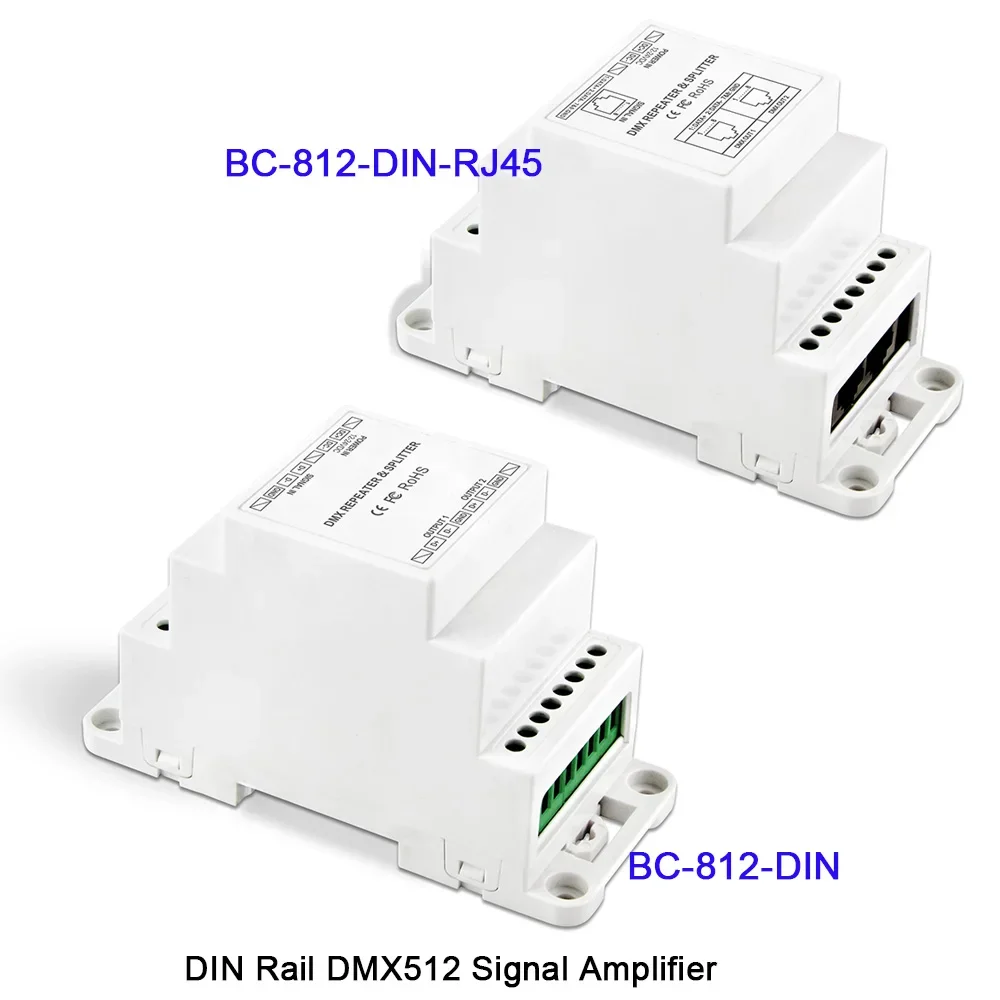 12V-24V DIN Rail DMX512 Signal Amplifier,there is wrong wiring protection at DMX input and output port DMX LED Lamp Controller