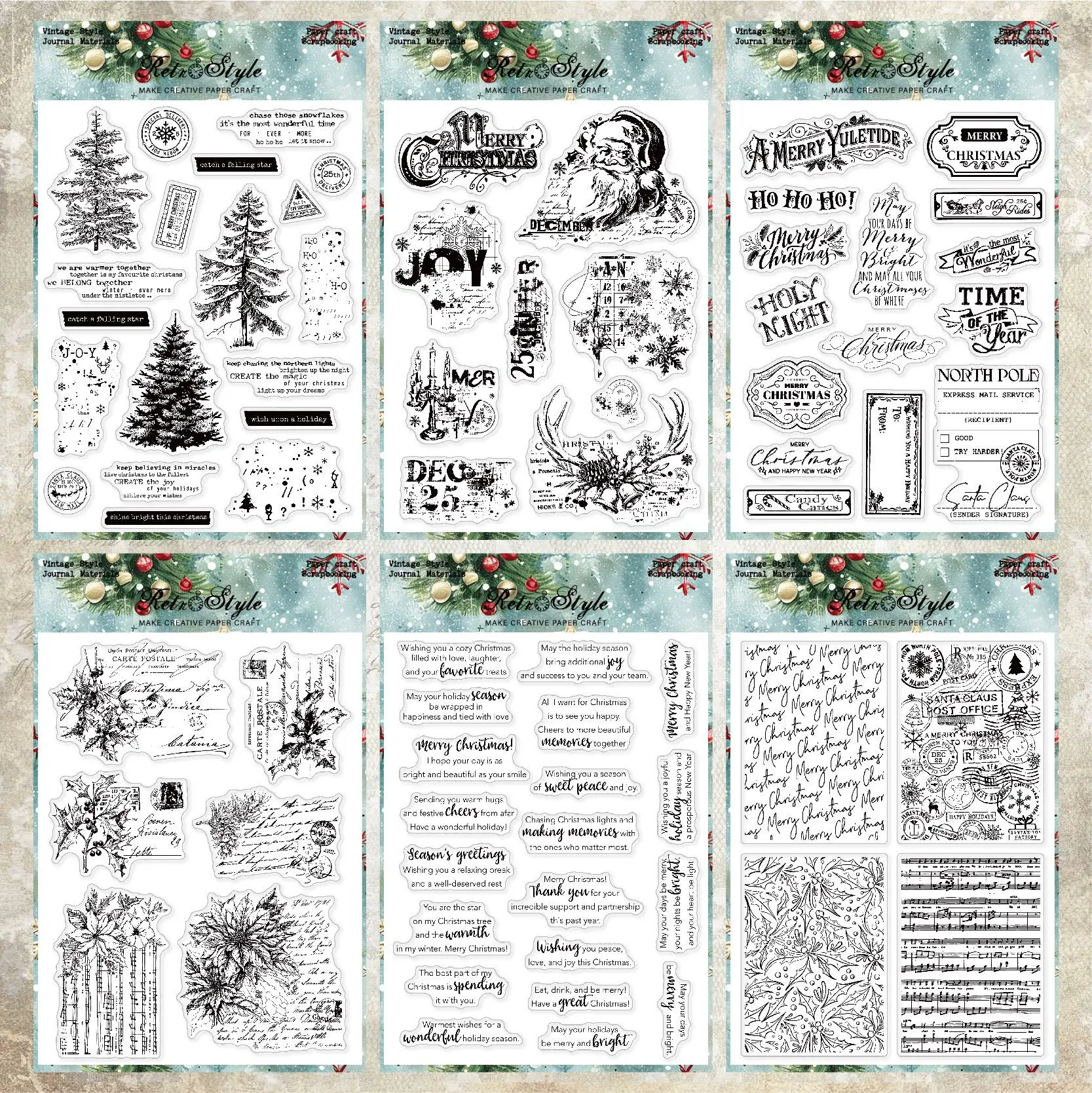Vintage-Stempel mit englischen Wörtern und Landschaftsmotiven aus transparentem Silikon, kreatives DIY-Material für Tagebücher, Collage, Scrapbooking, Schreibwaren