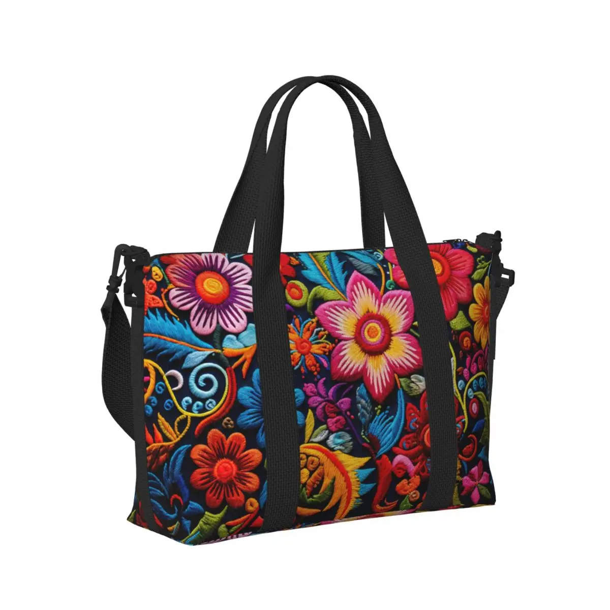

Mexican Butterflies And A Red Flower Beach Travel Bag Large Capacity Tote Bags for Gym Yoga Women Shopping Duffle Shoulder Bag