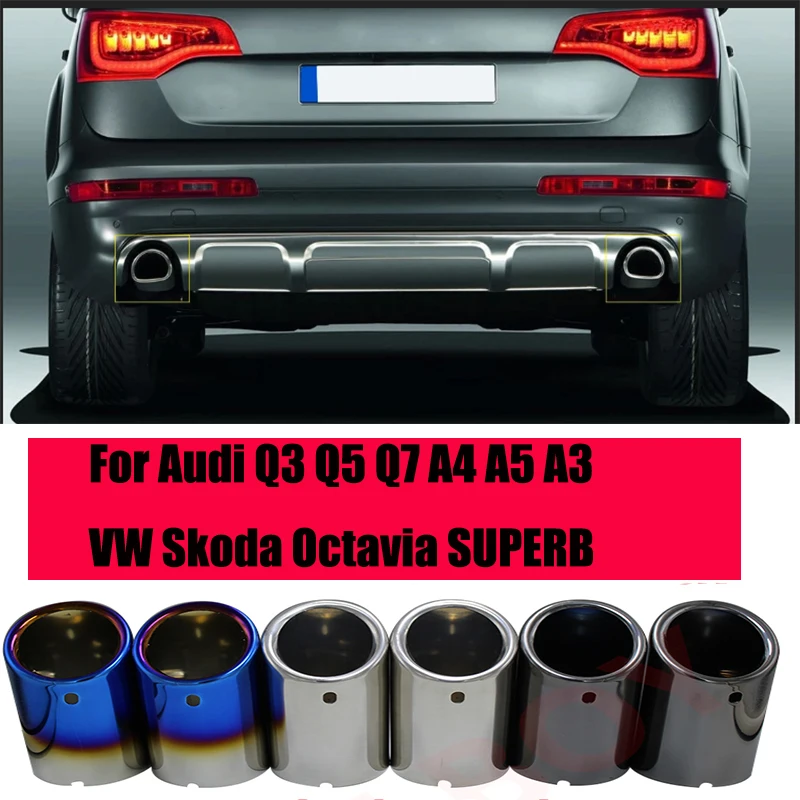 

2pcs Car Exhaust Muffler Tips For Audi A1 A3 A4 A5 A6L Q3 Q5 Q7 For Golf 6 7 For VW Tiguan Passat For Skoda Octavia SUPERB