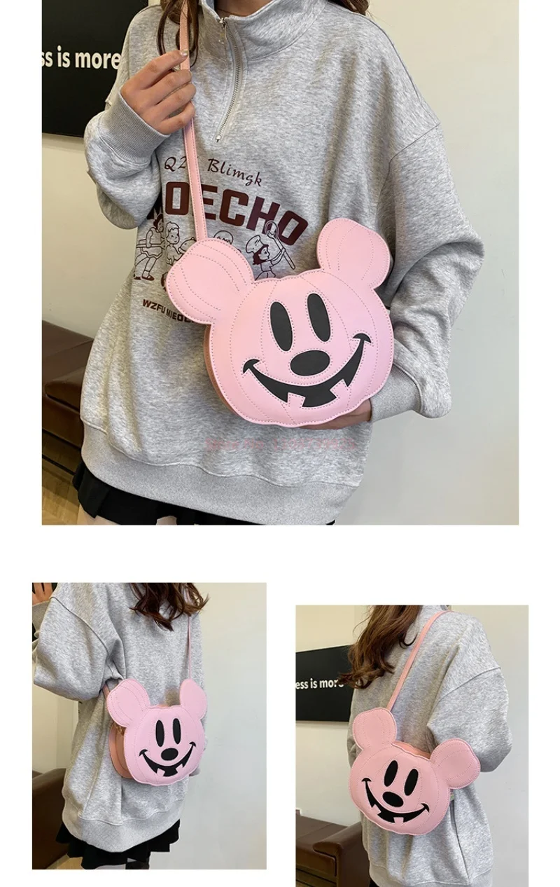 Mickey Mouse Shoulder Bag Halloween Funny Pumpkin Bag Creative Diagonal Cross Bag Splicing Cartoon Bag Children'S Gifts view 5