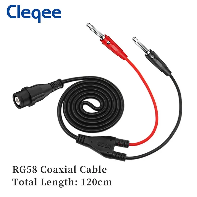 Cleqee P1203 BNC Male Plug to Dual 4mm Banana Plug Coaxial Cable Oscilloscope Test Lead Stackable Banana Plug 120CM