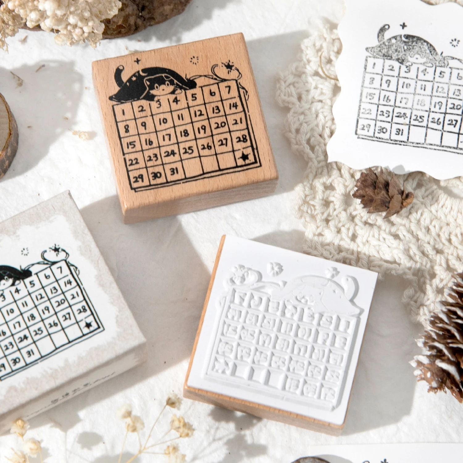 Vintage Wooden Rubber Stamp Cat Magic Series Printed DIY Scrapbooking Albums Stamp Stationery Handbook Creative Seal Planner