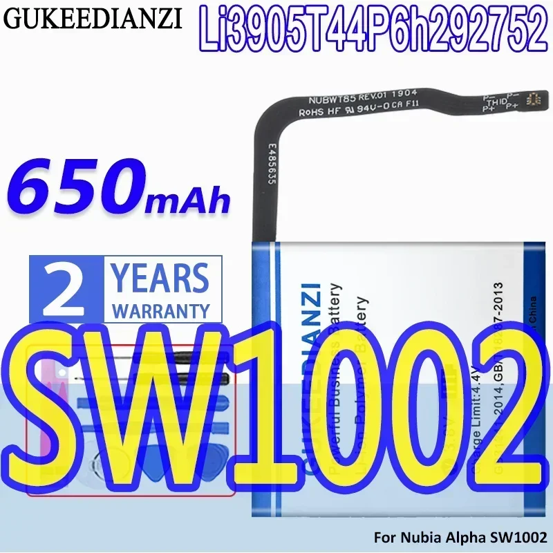 High Capacity GUKEEDIANZI Battery Li3905T44P6h292752 650mAh for Nubia Alpha SW1002 Watch