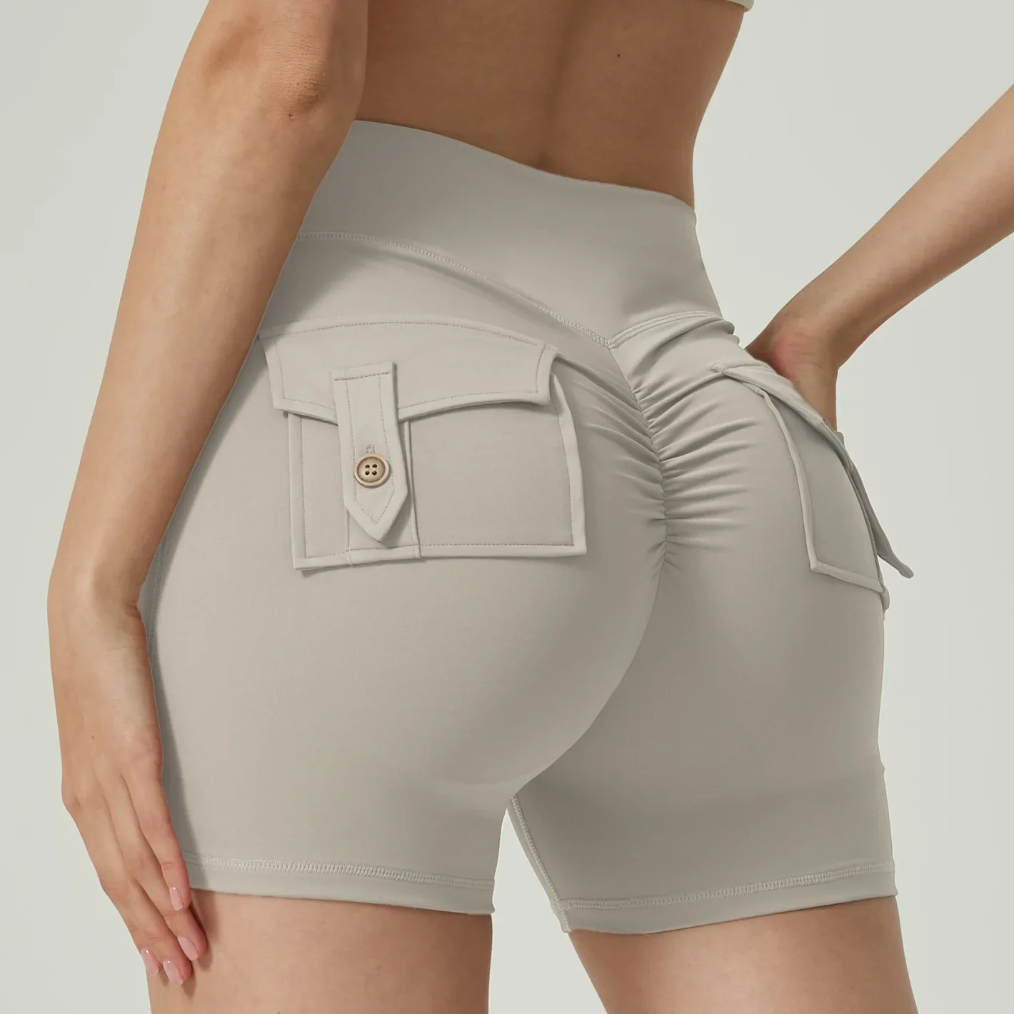 Women Pocket Shorts Scrunch Butt Workout Cargo Shorts High Waist Yoga Booty Lifting Charm Gym Yoga Pants