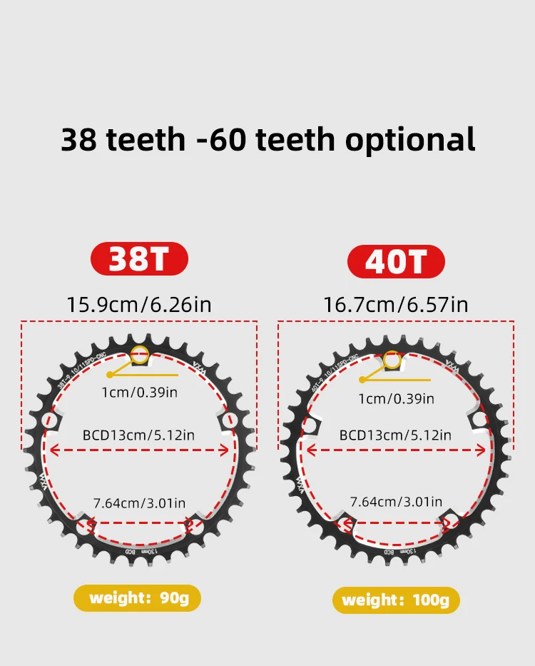 VXM Road Bicycle Folding Bike 130BCD Crank Aluminum Narrow Wide Chainring 38 42 48 52 60T Chainwheel Disc Sprocket Tooth Single