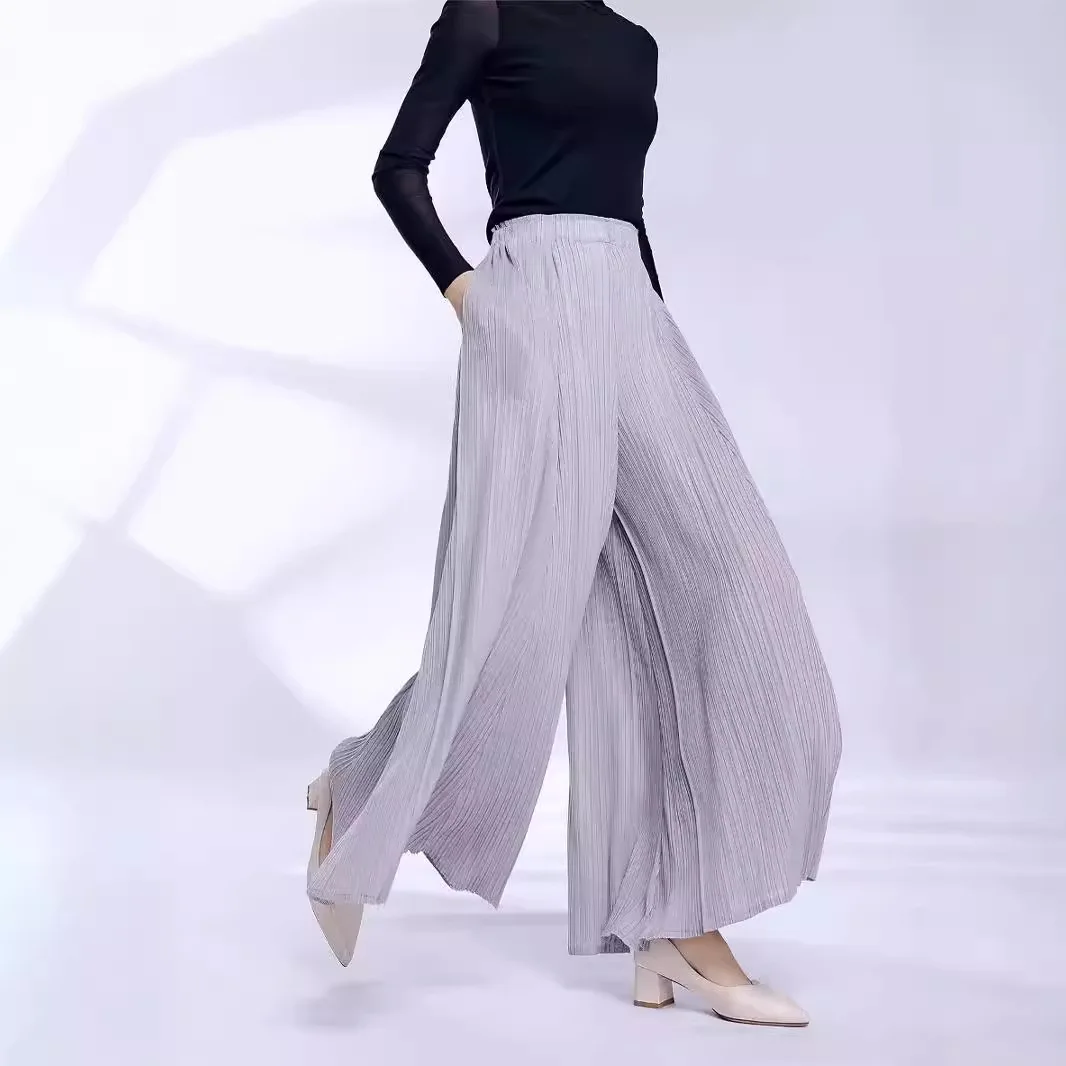 TOP QUALITY ISSEYS MIYAKES Elegant Fashion Pleated Wide Leg Casual Pants Autumn Hundred Loose Solid Color Pants