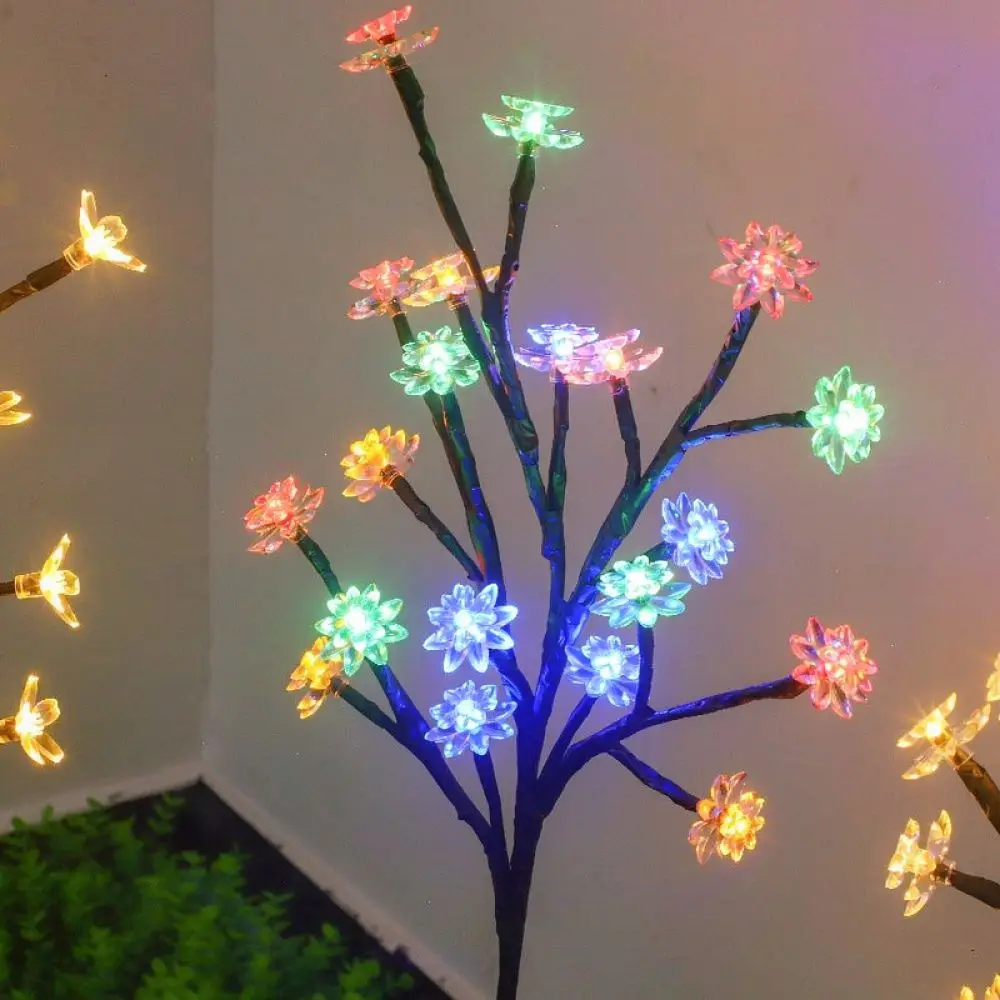 Solar Powered Cherry Blossom Branch Light Outdoor Waterproof Garden Landscape Lamp For Holiday Wedding Path Lawn Ornament