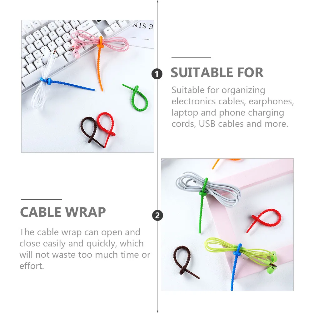 

12pcs Cable ganizer Silicone Wire Ties Durable Cord Holder Portable Adjustable Cable Management Straps For Electronics