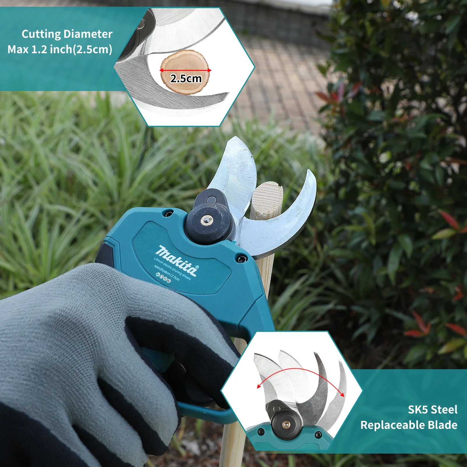 

18V Makita Cordless Electric Scissors for Trimming Branches and Leaves on Garden Fruit Trees, Rechargeable Branch Trimmer