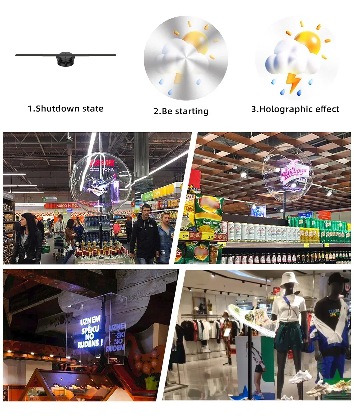 42cm 3D Holographic Fan Wifi Remote Custom ICONS DIY Video LOGO LED Neon Lights Rotating Display AD 3D Holographic Projector