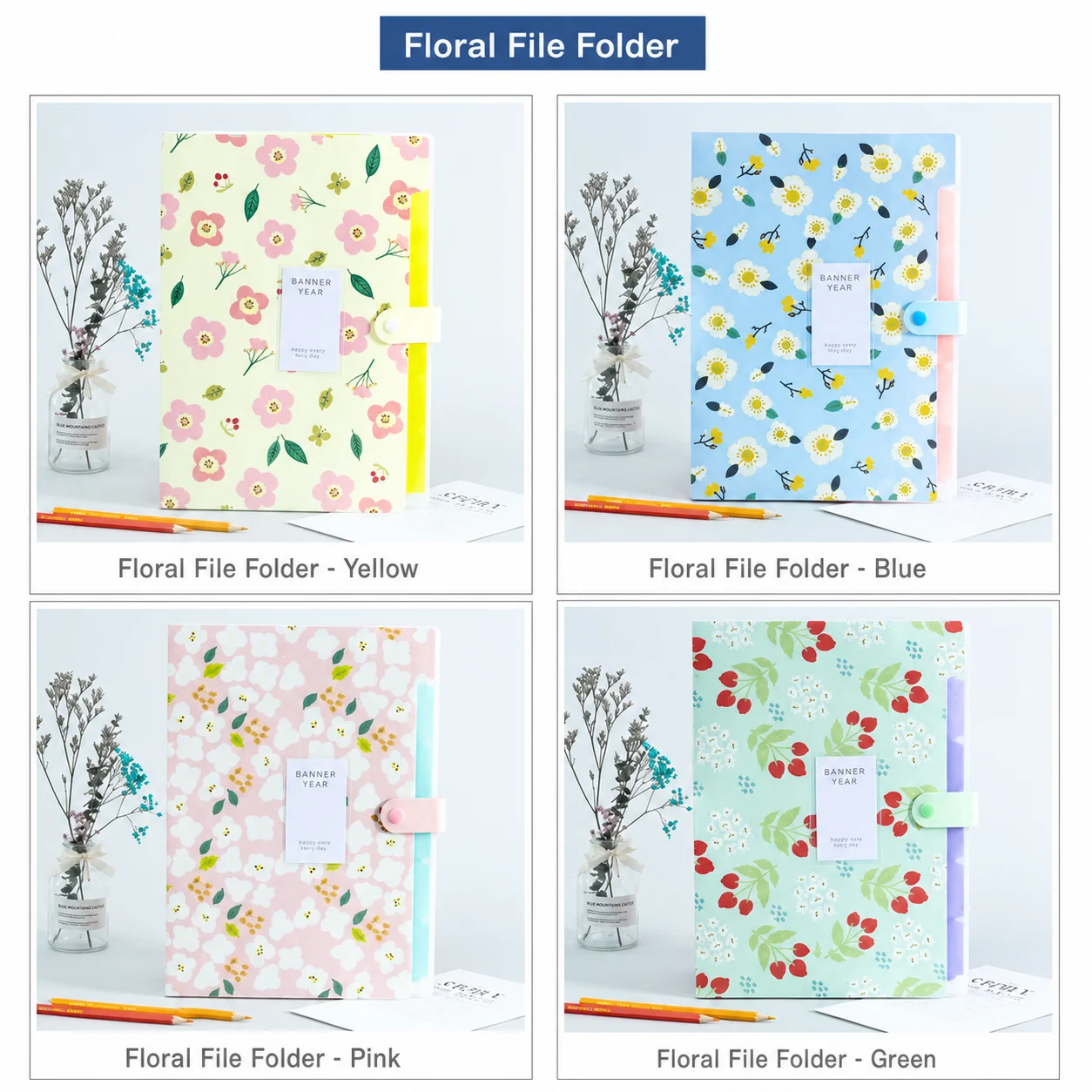 Carpeta de Archivo Tipo Acordeón de 13 Bolsillos, Organizador de Archivos Minimalista con Estampado Floral, Carpeta Expandible A4, Carpeta Expandible de Polipropileno Resistente al Agua