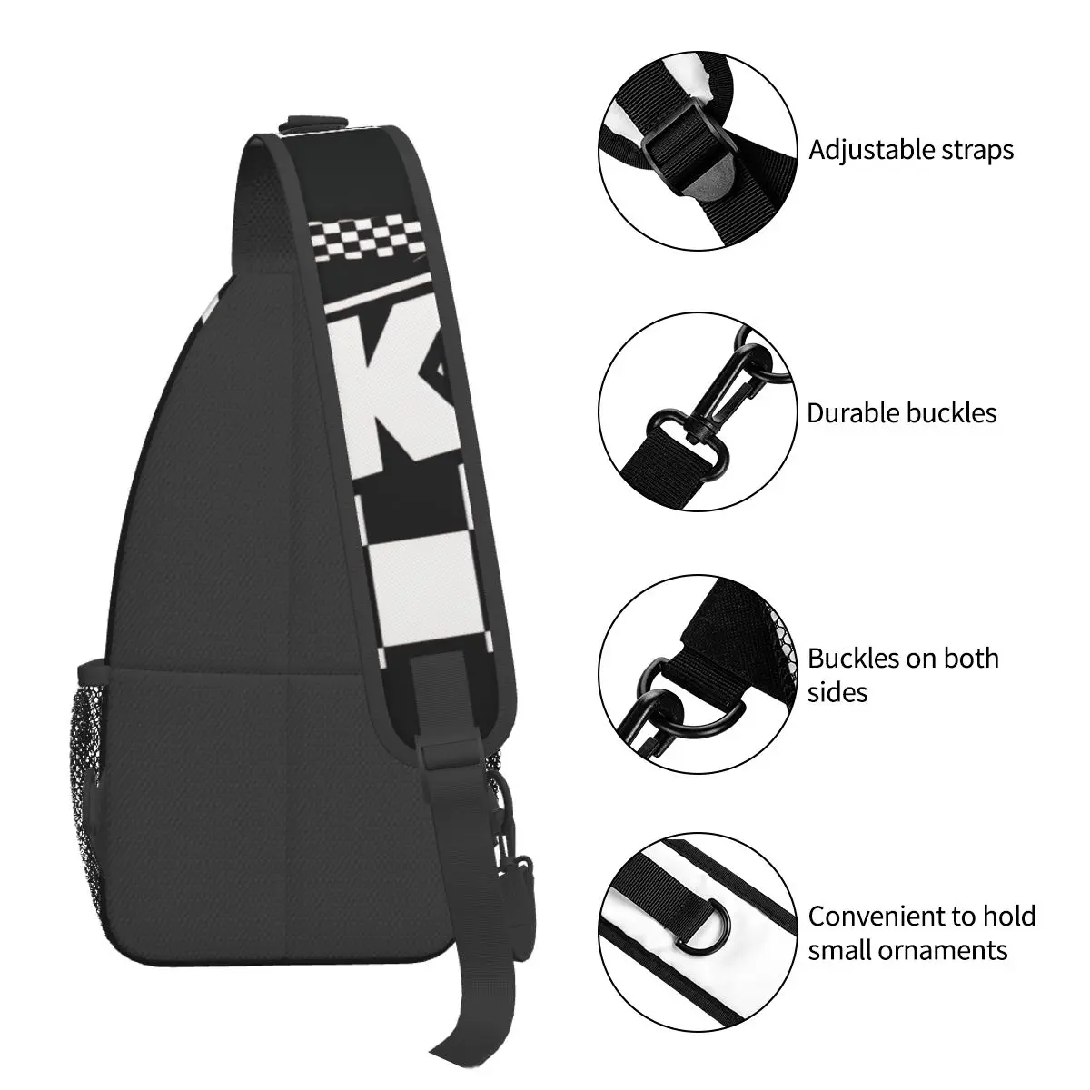 Ska Crossbody Chest Bags Pockets Travel Pack Messenger Sports Teens Shoulder Bag Unisex