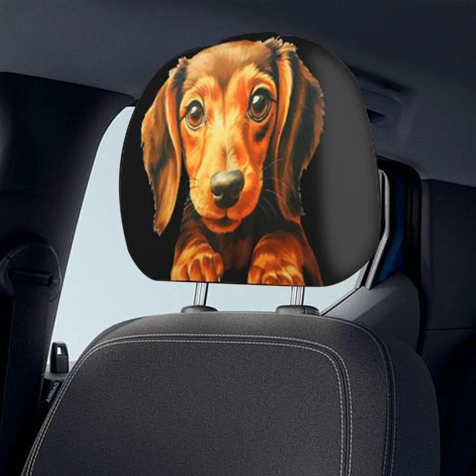 

Чехлы на подголовники с таксой автомобиля, защита на подголовник с принтом собаки, эластичные автомобильные аксессуары для интерьера для водителей, комфорт