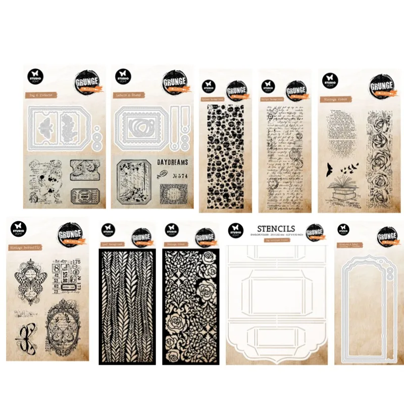 Tag Envelope Grunge Collection Vintage Roses butterfly Splash Label Metal Cutting Die Stamp Scrapbooking Diary Decoration Emboss