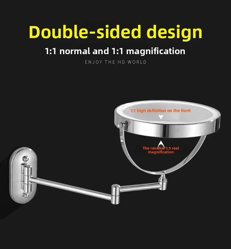 8inch Charging Wall Mounted Shower Mirror with Lights,Double Sided 5/10X Magnifying Makeup LED Mirror Vanity Dressing Mirror
