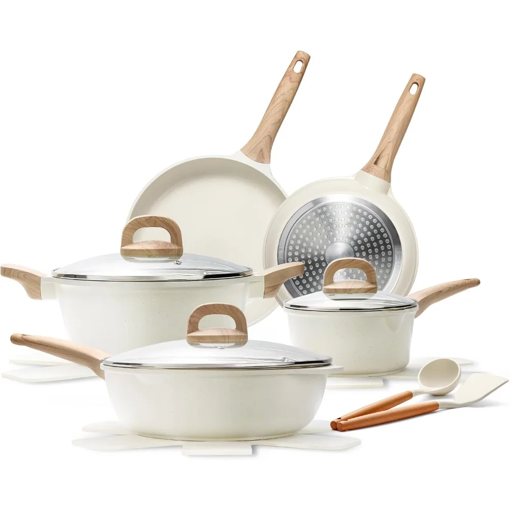 

Upgraded version 14 Pcs Pots and Pans Set, Nonstick Cookware Sets, Granite Induction Cookware Non Stick Cooking Set