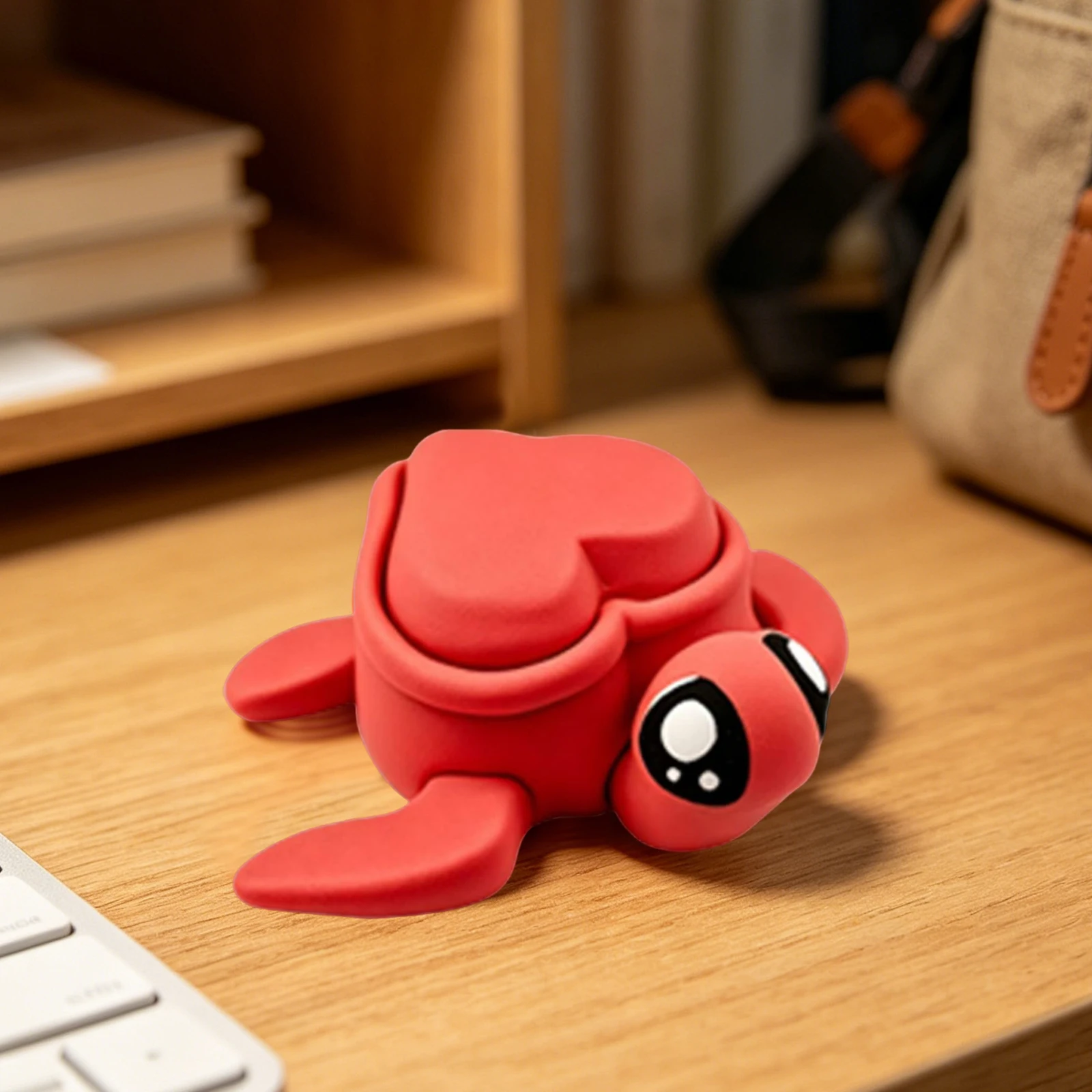 Heart-Shaped Decompression Toys with Keychain Cartoon Animals Fidgets Toys Lovely Turtle Desktop Decoration for Kids & Adults