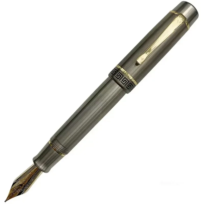 JUNLAI WingSung 900 Titanium Alloy Fountain Pen 18K Gold Nib Limited Edition Luxury Writing Instrument with Heartbeat Design