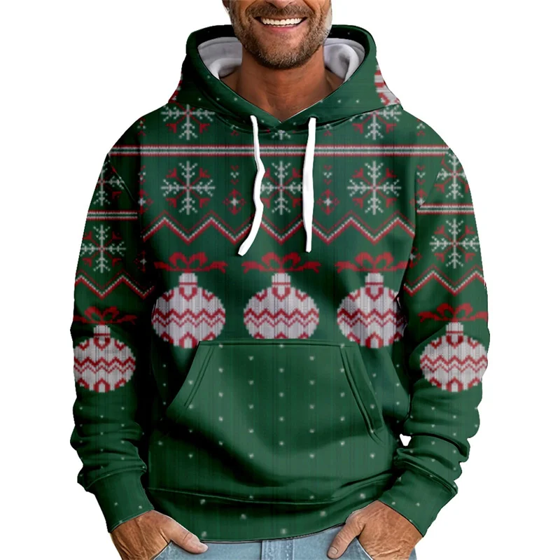 Merry Christmas 3D Printing Hoodies Harajuku Funny Reindeer Graphic Hooded Sweatshirts Women Santa Claus Pullovers Clothing Y2K
