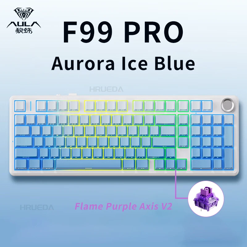 AULA F99 Pro Machanical Keyboard Hot Swap Tri-mode Bluetooth 5.0/2.4G Wireless/Wired GasketRGB 99 Keys Customized Keyboards