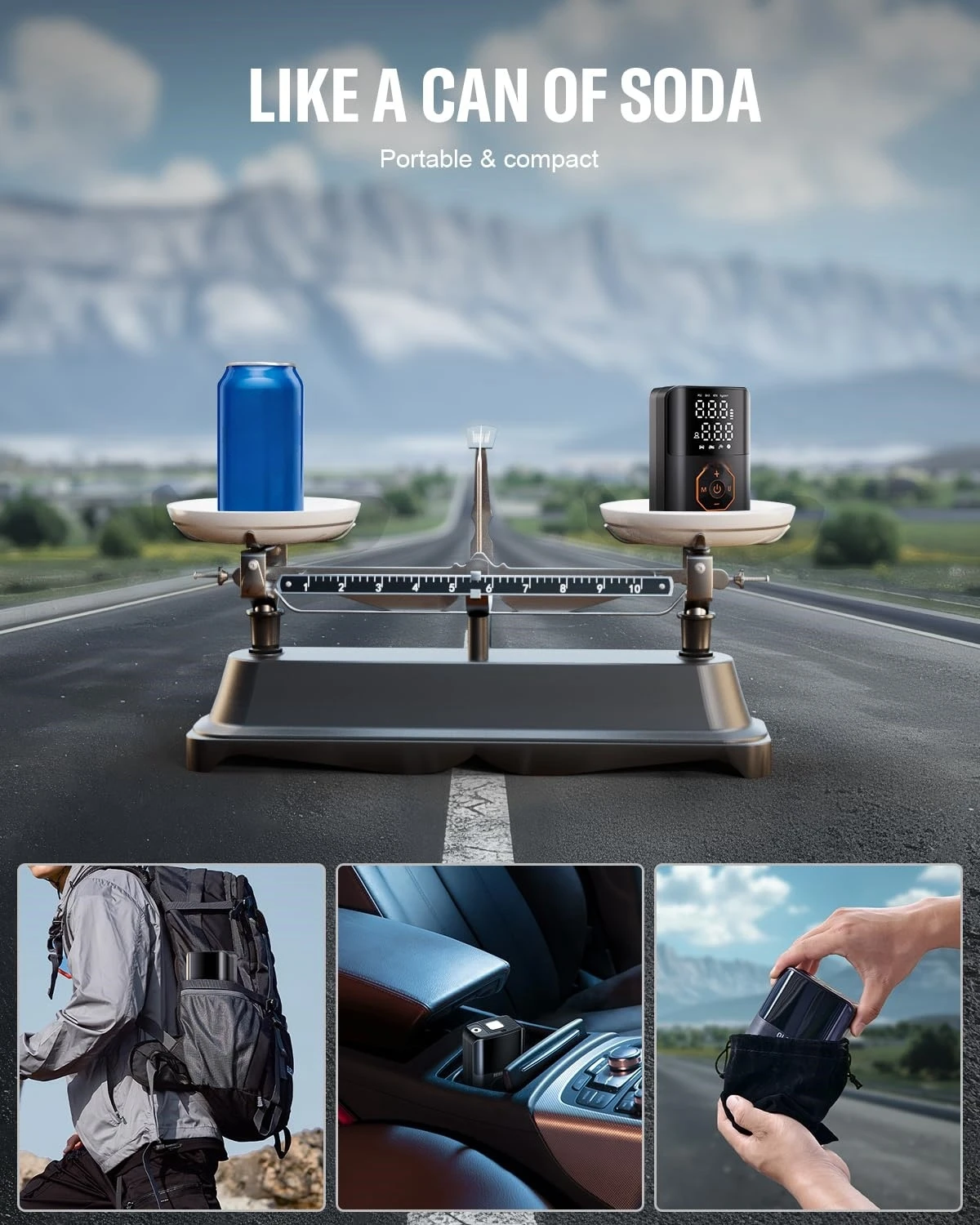 Tire Inflator Portable Air Compressor,160PSI Tire Inflator for Car Tire, 4X Faster Air Compressor with Pressure Detection, Air P