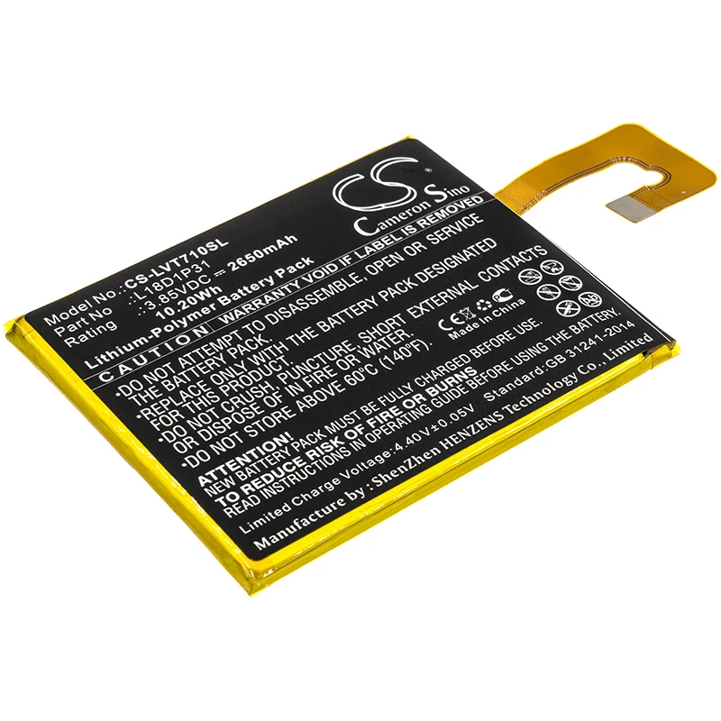 

Li-Polymer Tablet Battery for Lenovo, 3.85V, 2650mAh , Compatible Models: TAB E7, TB-7104F