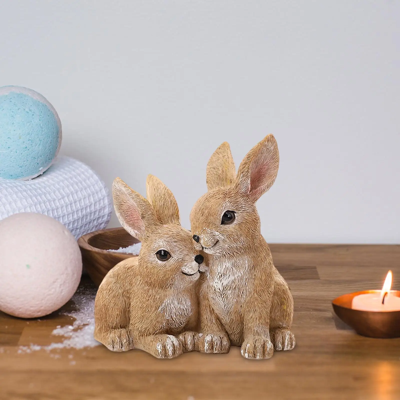 Rabbit Statue, Family Friendly Housewarming Gift, Bunny Sculpture, Easter Table Decoration, Resin Animal Figurine for Balcony