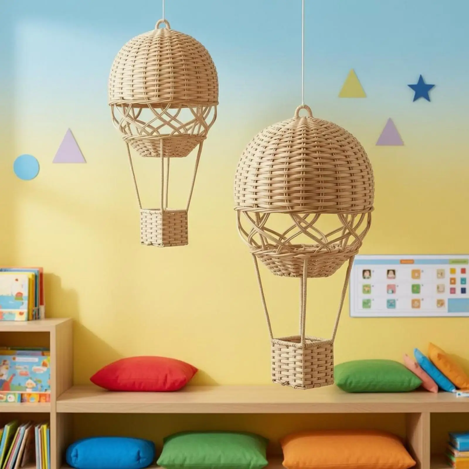 Balão de Ar Quente de Rattan Natural Bege Estilo Divertido