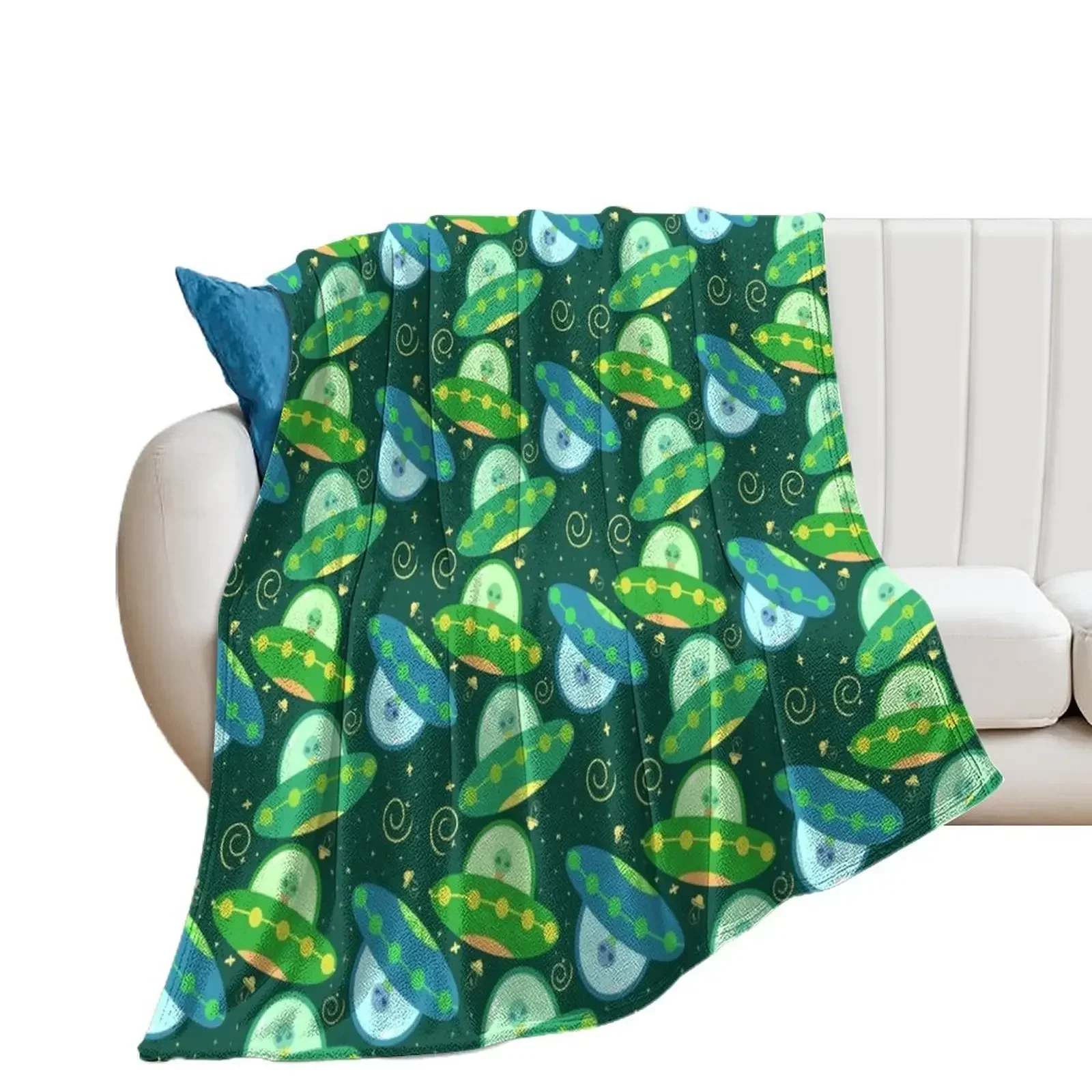 

Aliens Throw Blanket Cute Plaid Hairy halloween blankets and throws Blankets