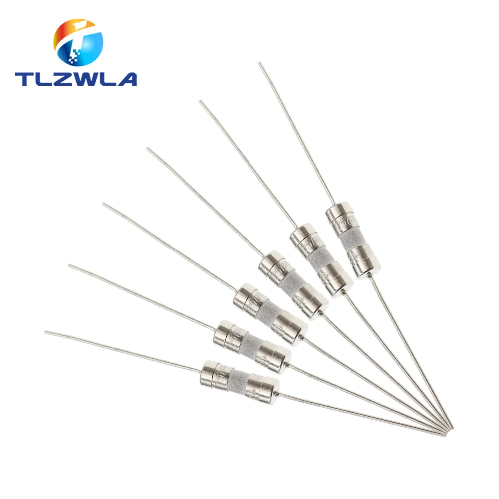 10PCS Quick Break 3.6X10MM Lead Wire Slow Blow Ceramic Fuse Tube 0.5A 1A 1.5A 2A 3A 3.15A 4A 5A 6.3A 8A 10A 15A 250V 3.6*10