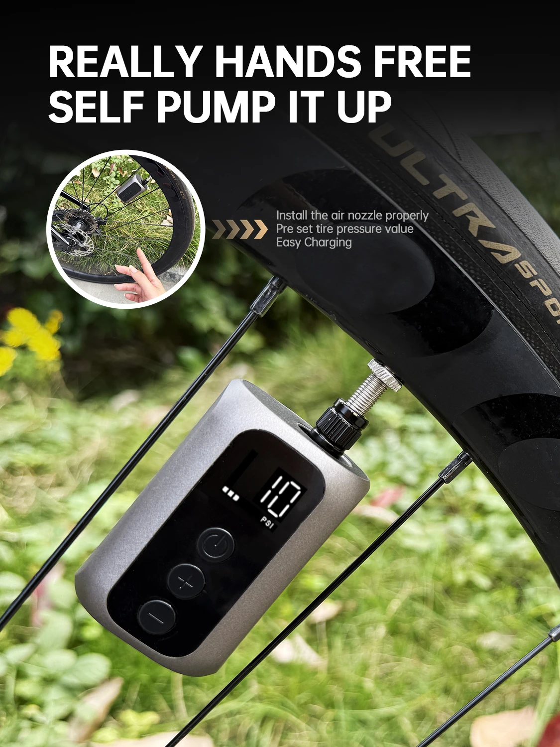 BSCOBBER Fahrrad Zubehör Radfahren Elektrische Reifen Inflator Mini Velo Luftpumpe Tragbare Ersetzen Co2 Inflator Fahrrad MTB A5S – Detail 5