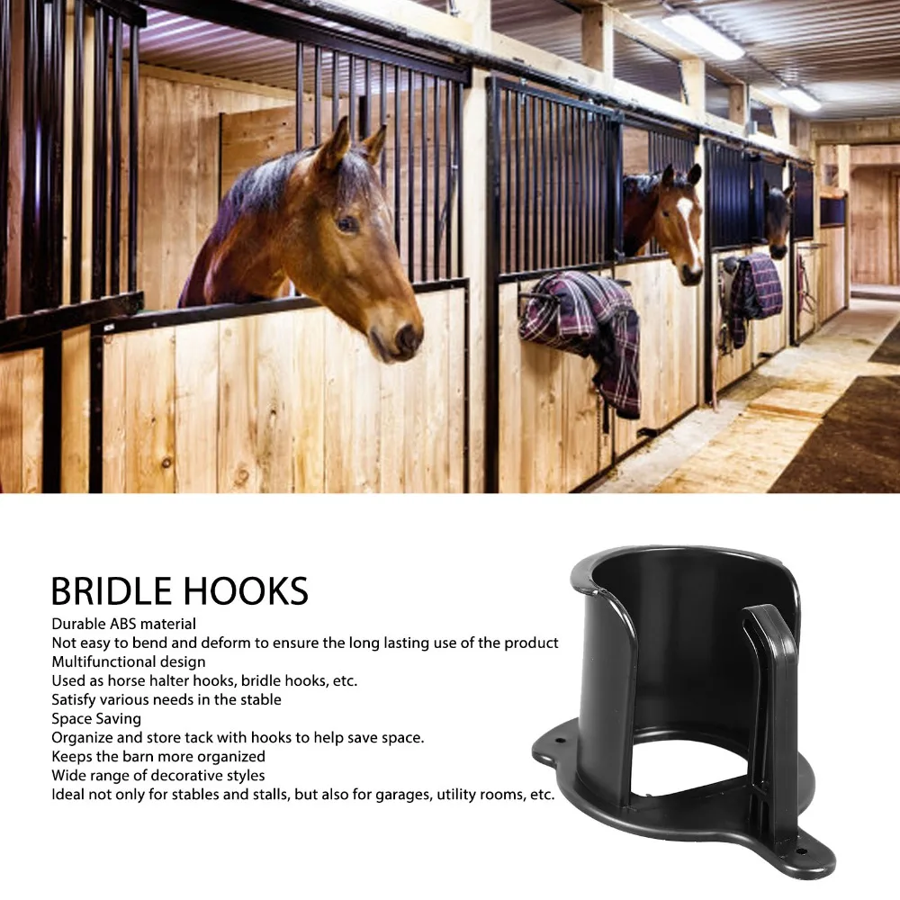 ABS Horse Bridle Rack Black Durable Bridle Bracket Multifunctional Not Easy To Bend Horse Bridle Bracket Stable Organization