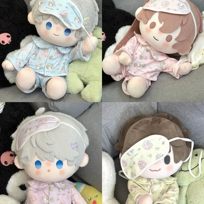 40cm Anime lindo pijamas usar máscara  ojos muñeca ropa  dibujos animados muñeca  algodón juguete  peluche ropa  repue
