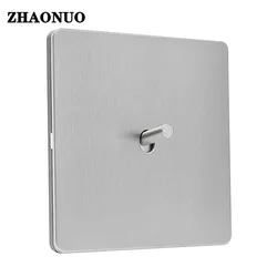 Wall Light Toggle Switch 1-4 Gang 1 Way 2 Way Silver Gray Brushed Stainless Steel Panel USB Outlet