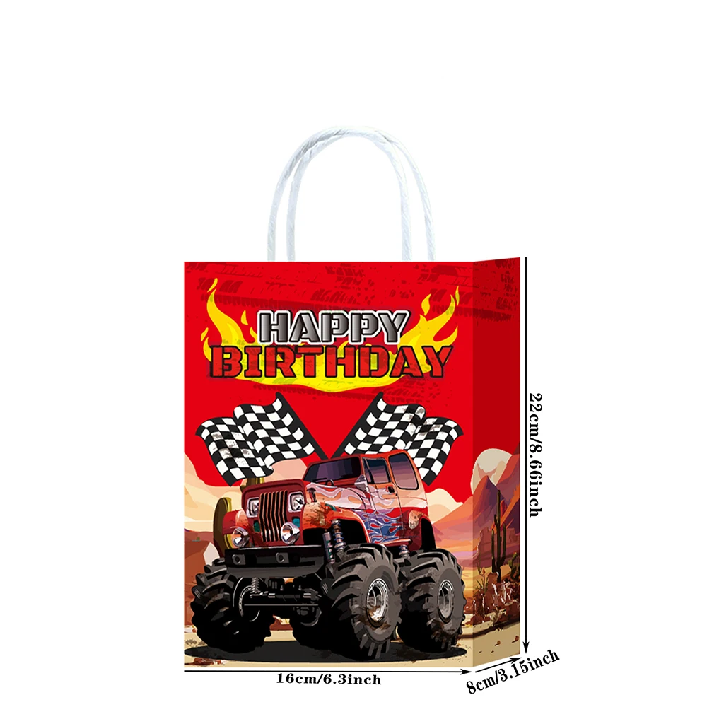 10/30Pcs Racing Truck Party Favors Paper Gift Bags Monster Truck Drawstring Backpack for Kids Boys Truck Birthday Party Supplies