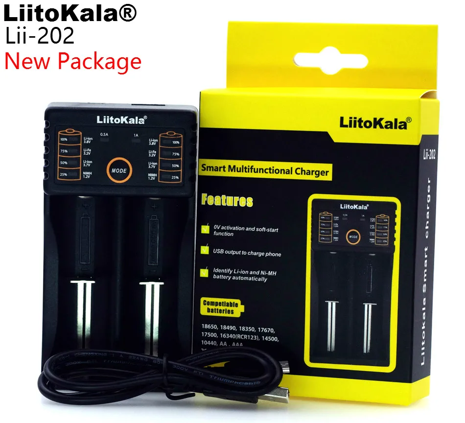 Liitokala Lii-100 lii-202 Lii-402 1.2 v/3 v/3.7 v/4.25v 18650/26650/18350/16340/18500/aa/aaaニッケル水素リチウムバッテリー充電器