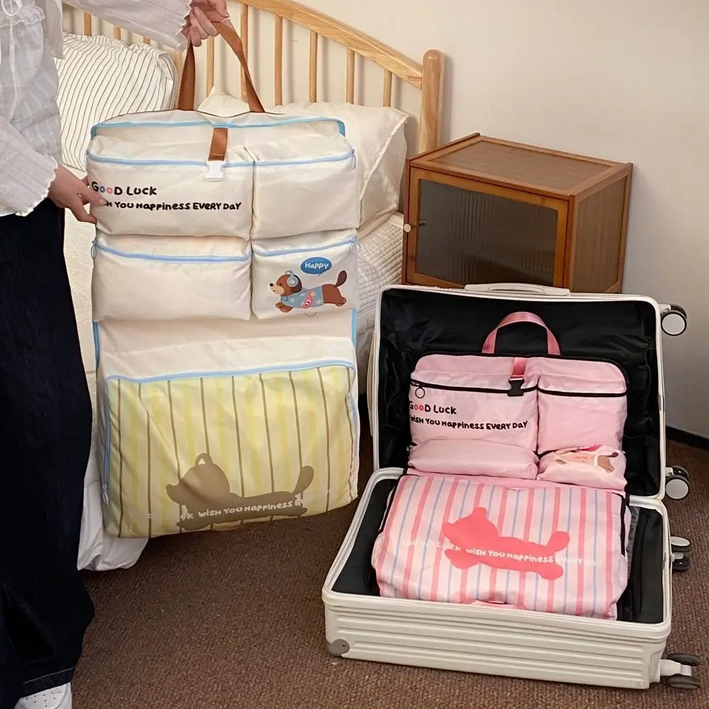 Large Capacity Travel Storage Bag Divided Storage Hanging Luggage Organizing Bag Lightweight with Handle Handheld Sorage Bag