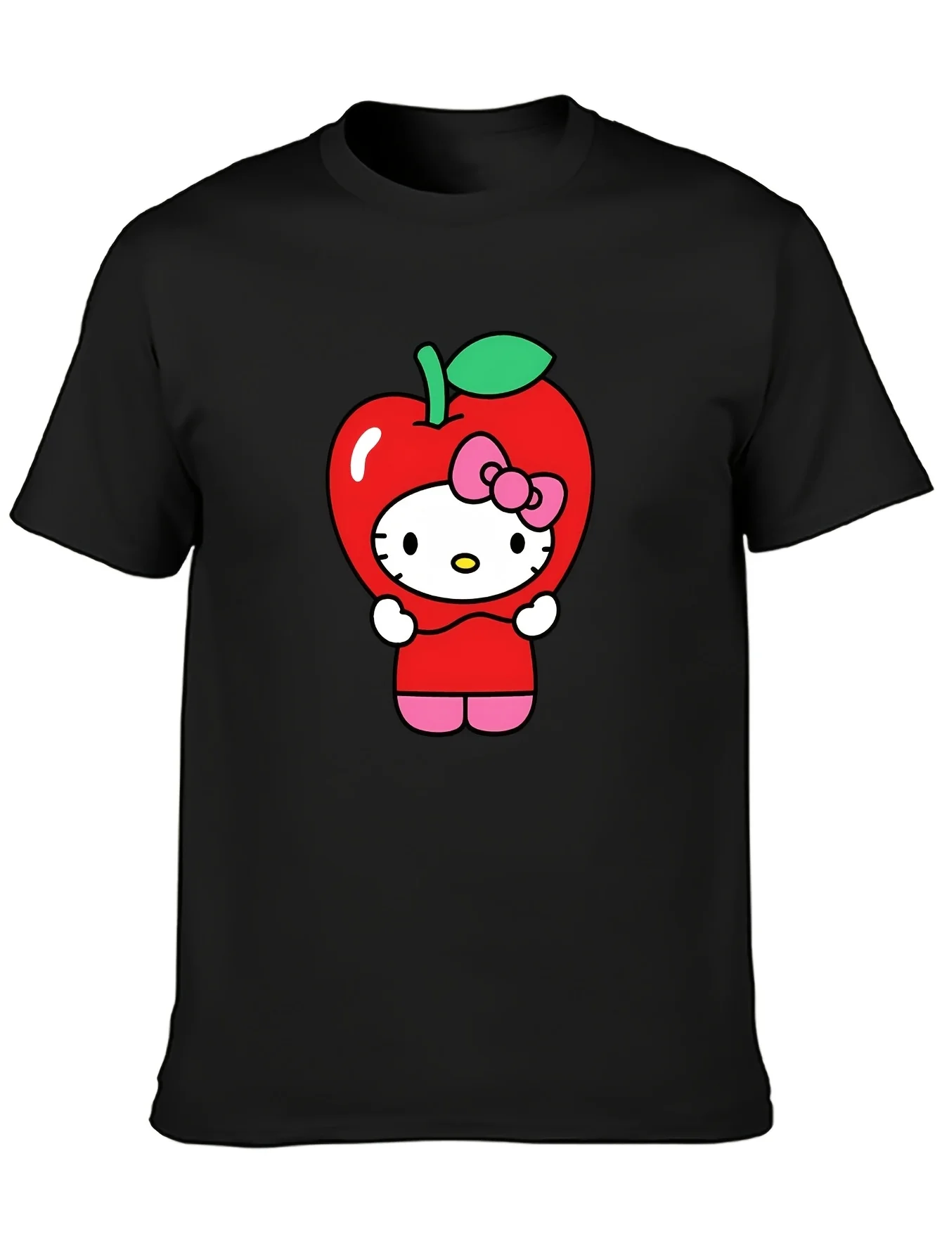 

Хлопковые мужские и женские футболки с графическим принтом «Hello Kitty», лето, осень-зима, роскошные уличные футболки с короткими рукавами