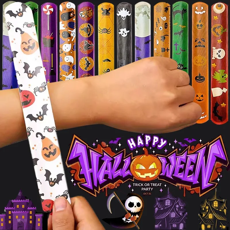 Halloween Party Snap Bracelet Multi Pattern Long Clap Bracelets Good Curvature Christmas Party Props Happy Festival Supplies