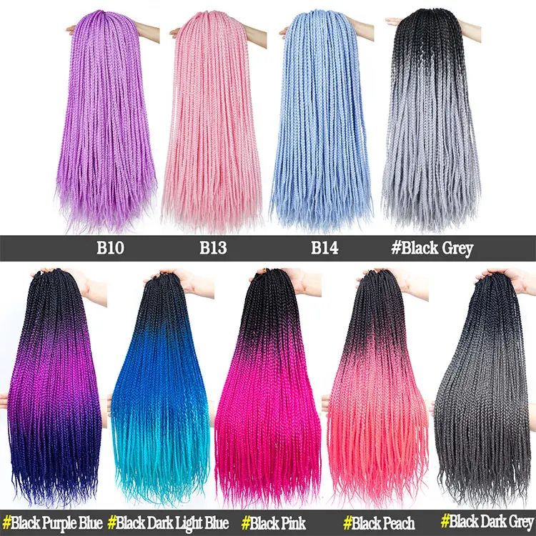 20 Color Crochet Hair Ombre Box Braids 24 Inch Zizi Braiding Hair Pre Stretched Synthetic Hair Extension For Braids Women