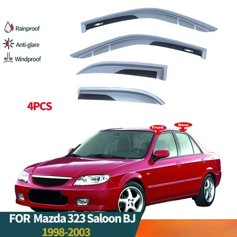 Fits for MAZDA 323 BJ 1998-2003 Window visor Car Sun Rain Guard Vent Shade Deflector Wind window visor Moulding Trim