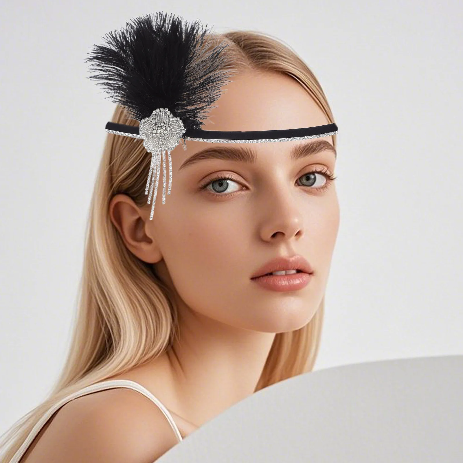 

Tassel Black Ribbon Flapper 1920S Headbands For Women Headpiece Women Headgear 1920s Accessories Hair Styling Props